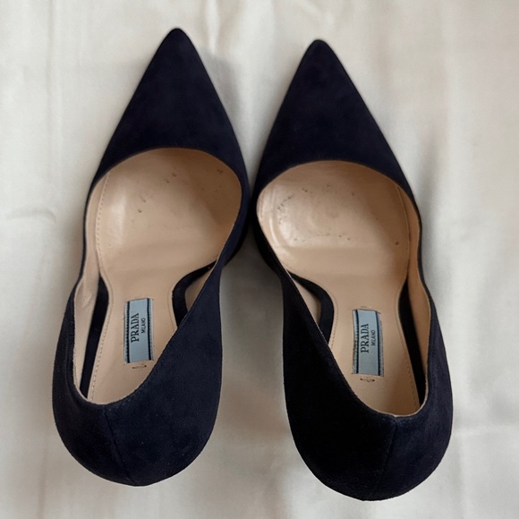 Prada Women's Dark Blue Suede Heels - Picture 8 of 16
